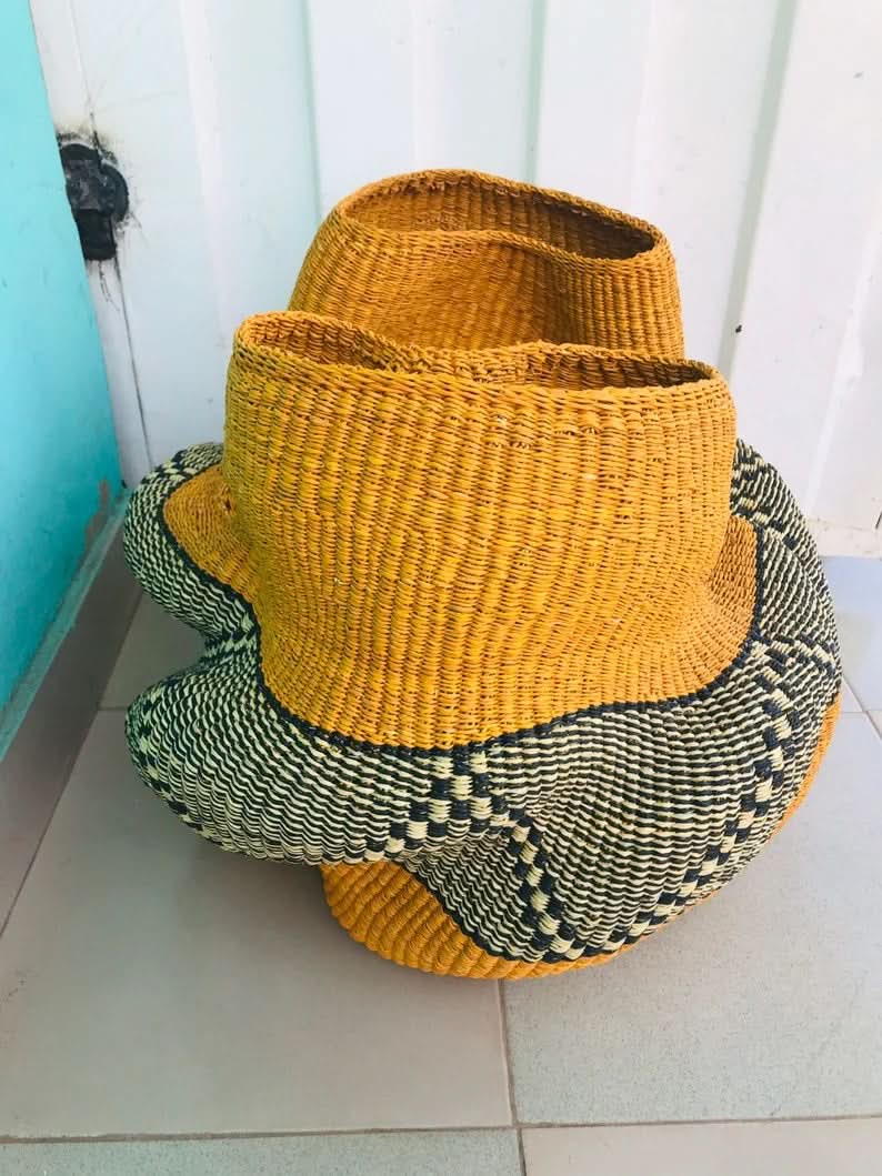 Double Headed Bassabassa Basket in Sunshine and Black Tribal