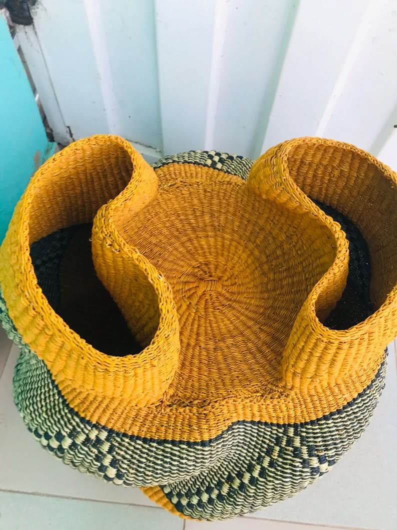 Double Headed Bassabassa Basket in Sunshine and Black Tribal