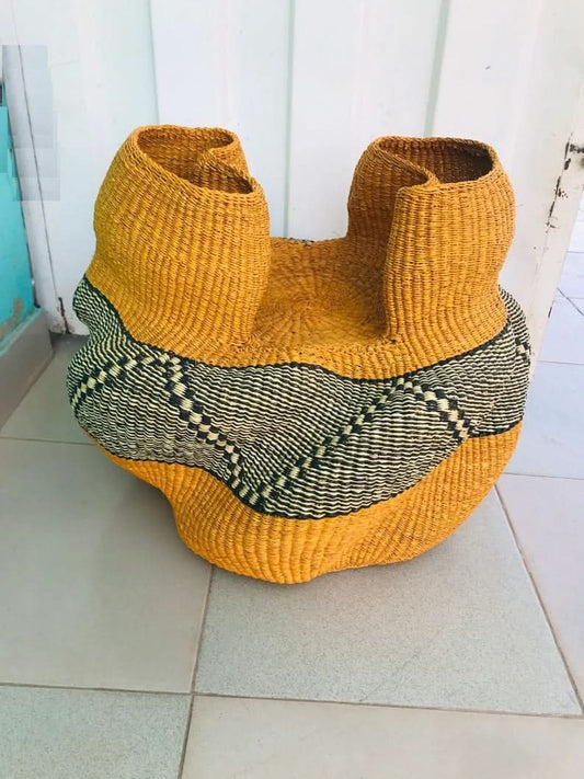 Double Headed Bassabassa Basket in Sunshine and Black Tribal