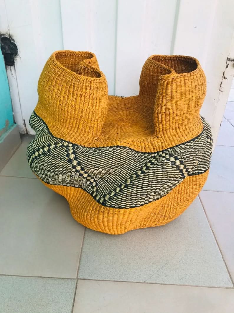 Double Headed Bassabassa Basket in Sunshine and Black Tribal