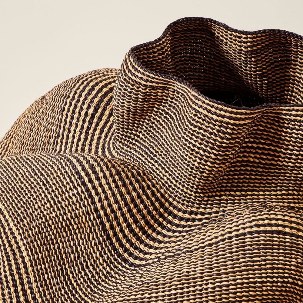 Large twist weave Tribal Ghana Basket in Natural and Black