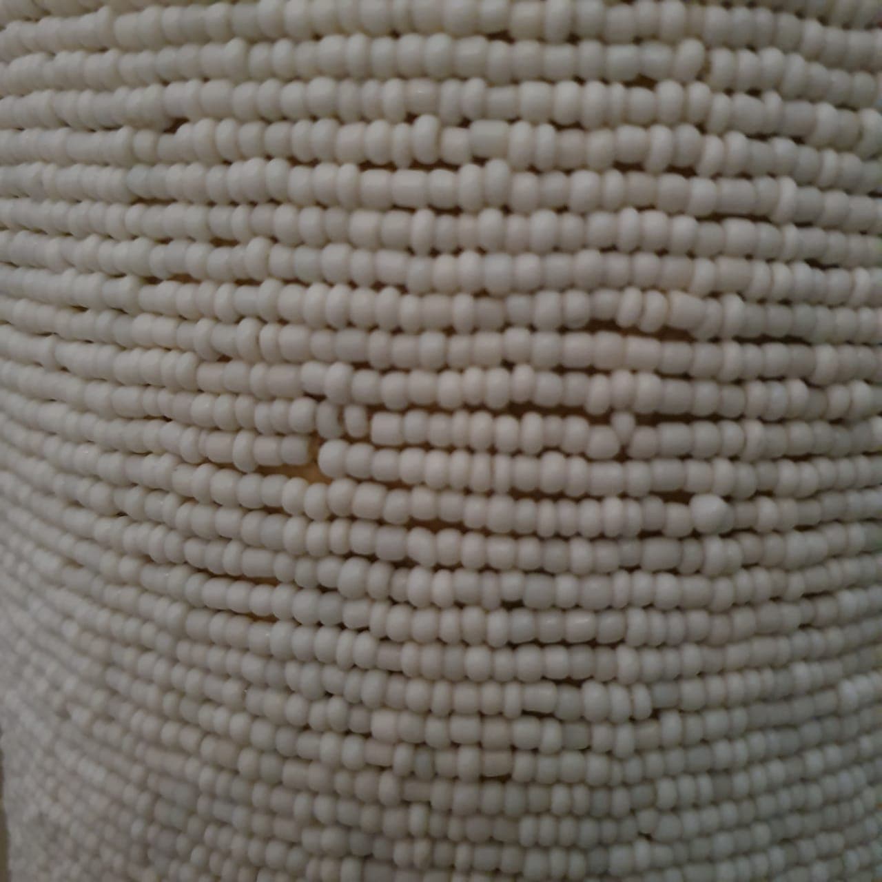 Round Beaded Medium Storage Boxes Bamboo in White