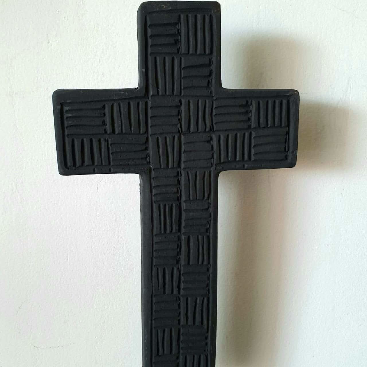 Hand Carved Wooden Cross in Black Tribal - bohemian-beach-house