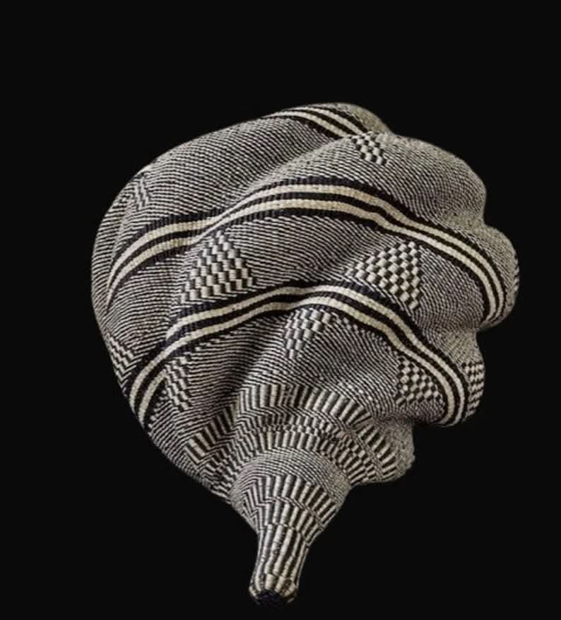 Twisted " Shell " Ghana Basket in Tribal Black Striped