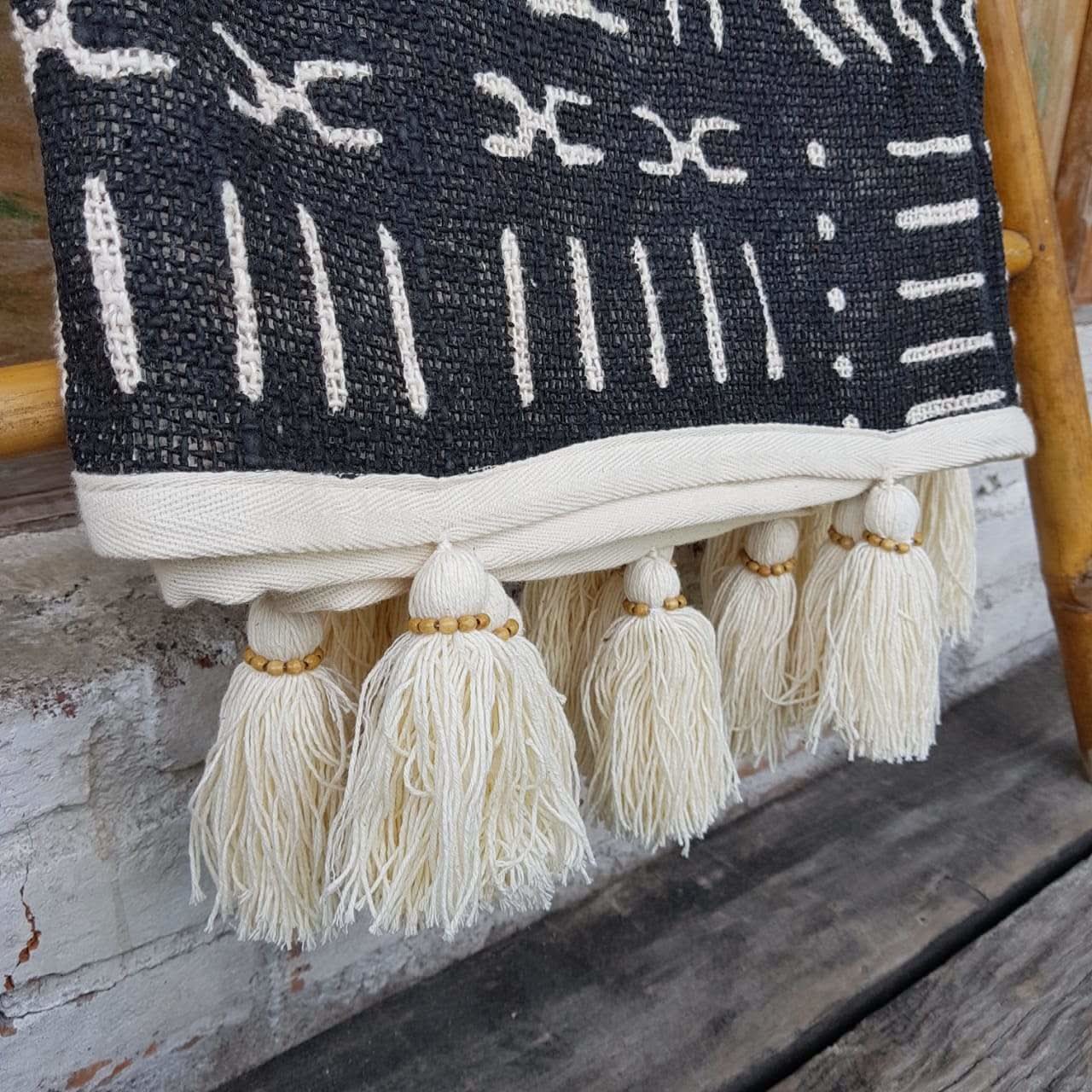 Gorgeous Tribal Print Throw Blanket With Beaded Tassels - bohemian-beach-house