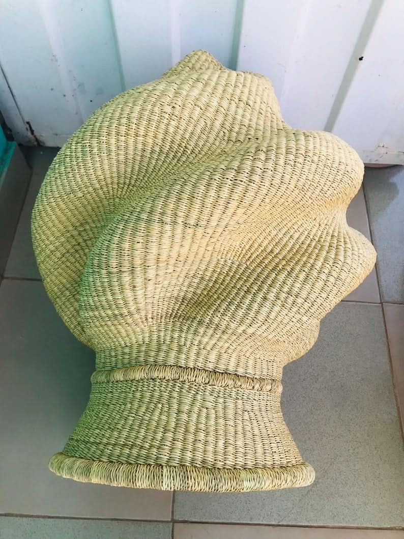 Grand panier de fleurs de Bassabassa torsadé naturel