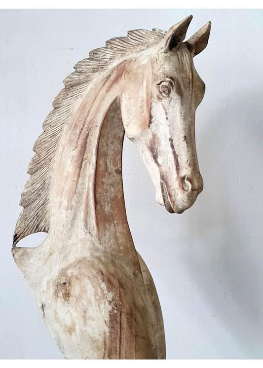 Hand carved Wooden Horse Head Small in Blonde - bohemian-beach-house