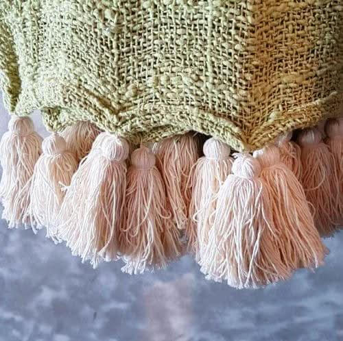 Beautiful Sage Green Throw Blanket With Tassels