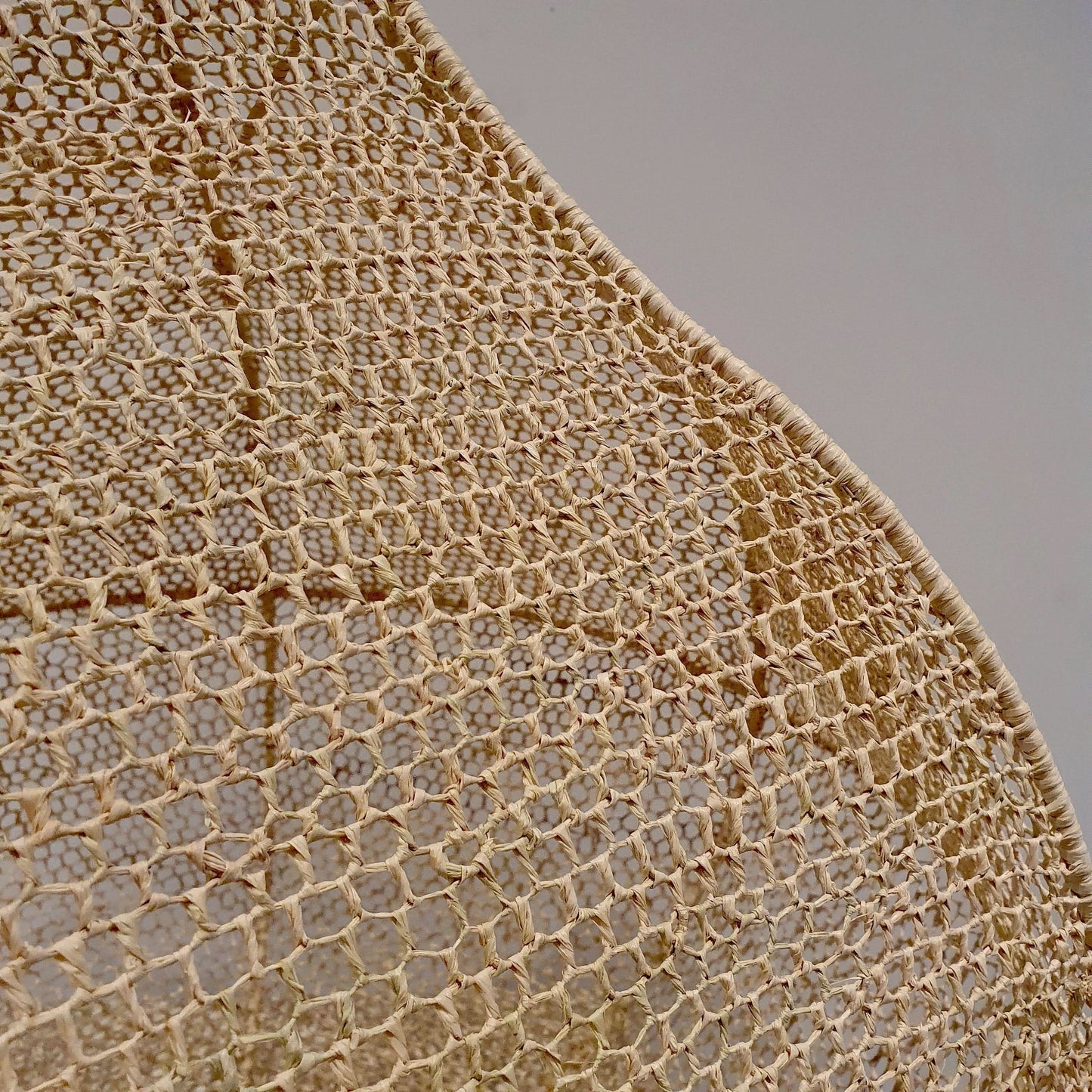 Handmade Moroccan Raffia Knotted Pendant Lamp Shade in Tan Large