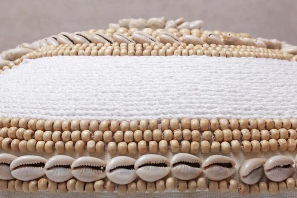 Round Cowrie Shell Embroidered Pillow