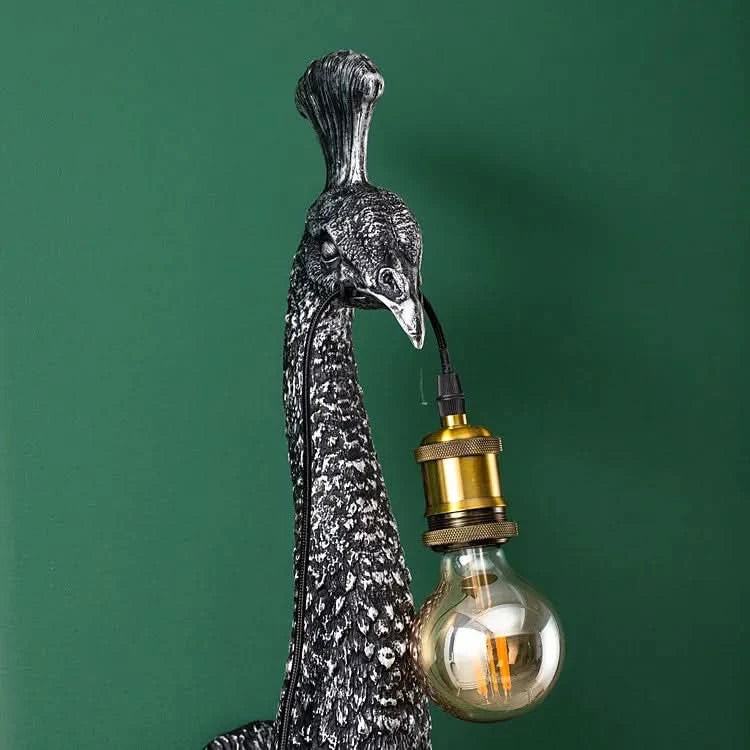 Peacock Wall Lamp in Pewter