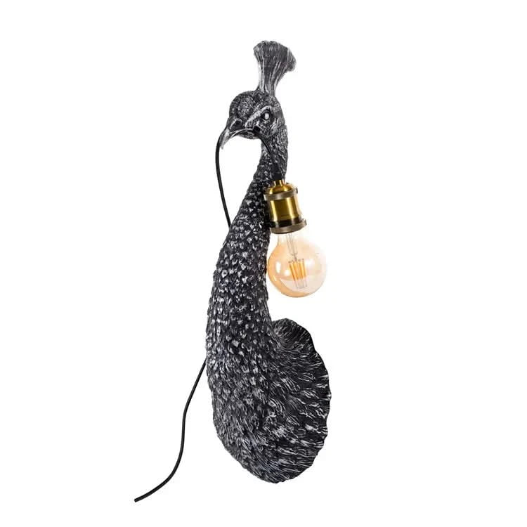 Peacock Wall Lamp in Pewter