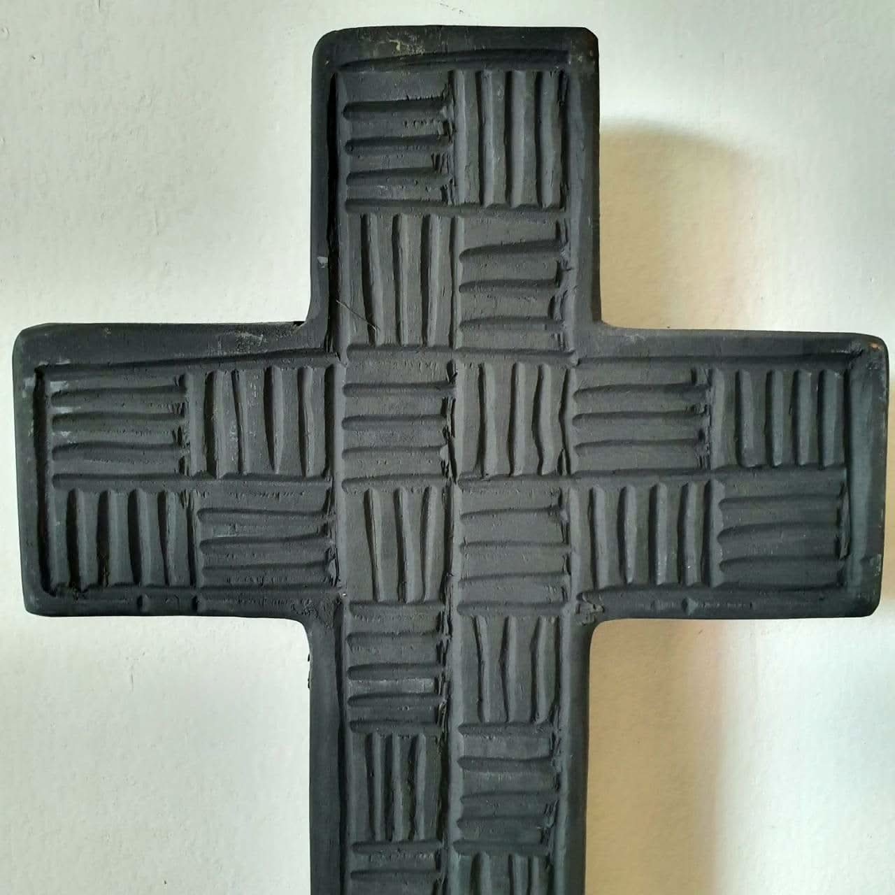 Hand Carved Wooden Cross in Black Tribal - bohemian-beach-house