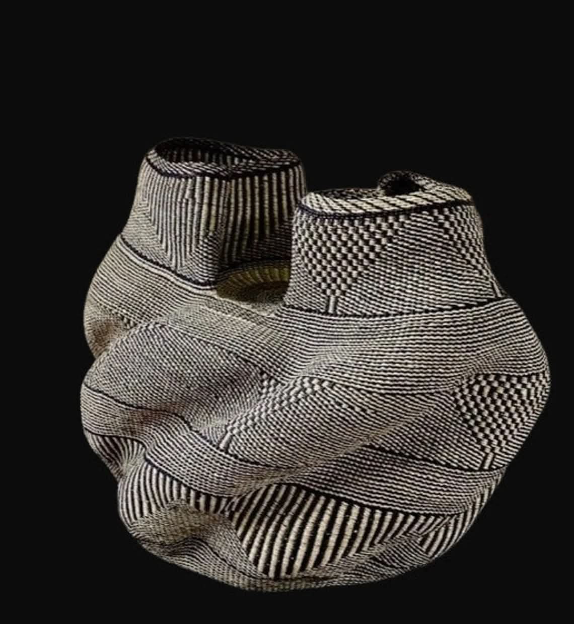 Double Headed Bassabassa Basket in Black Tribal