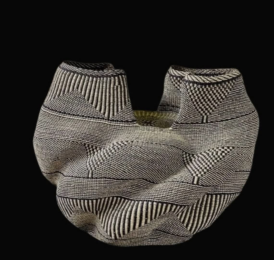Double Headed Bassabassa Basket in Black Tribal