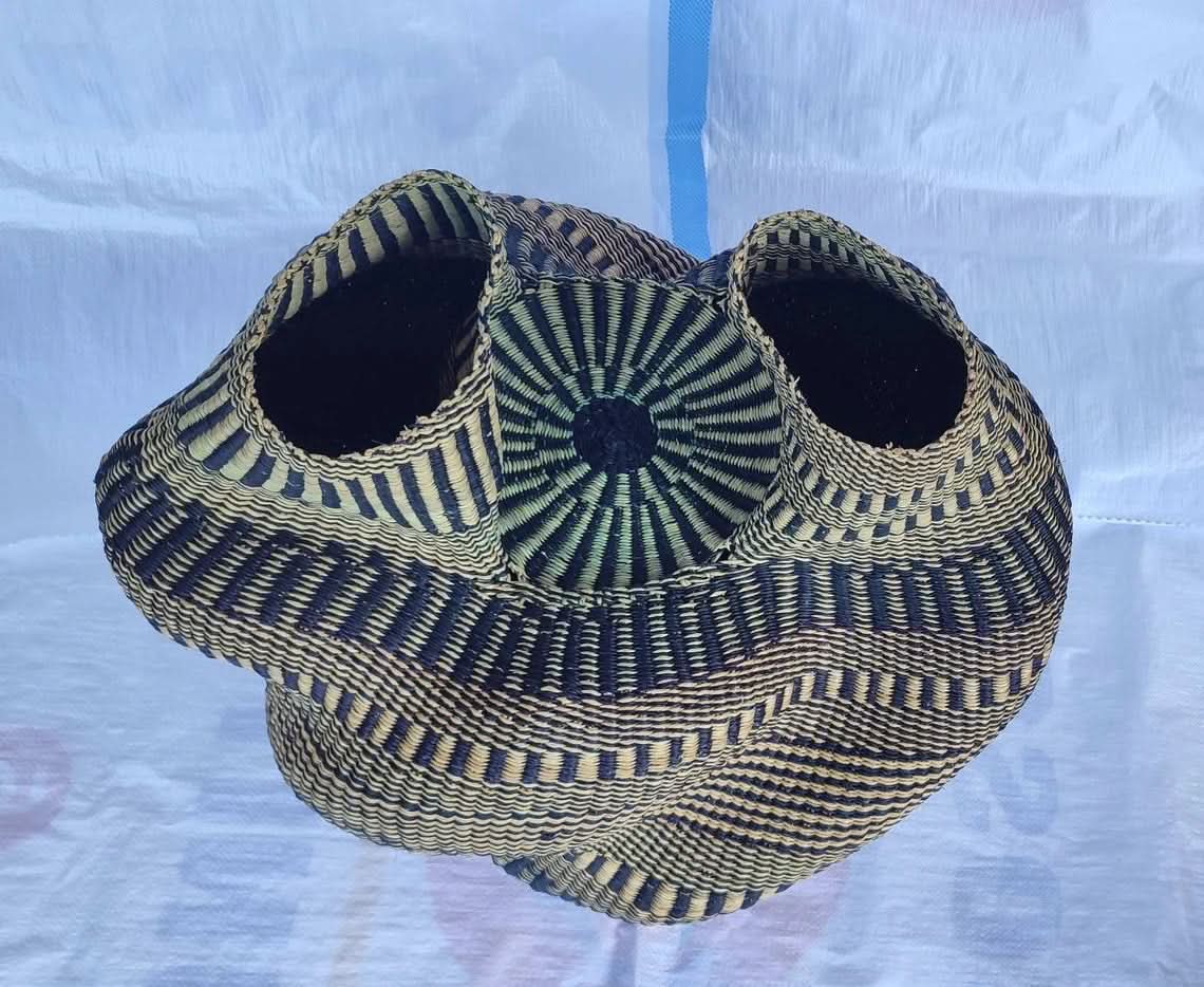 Double Headed Bassabassa Basket in Black Tribal