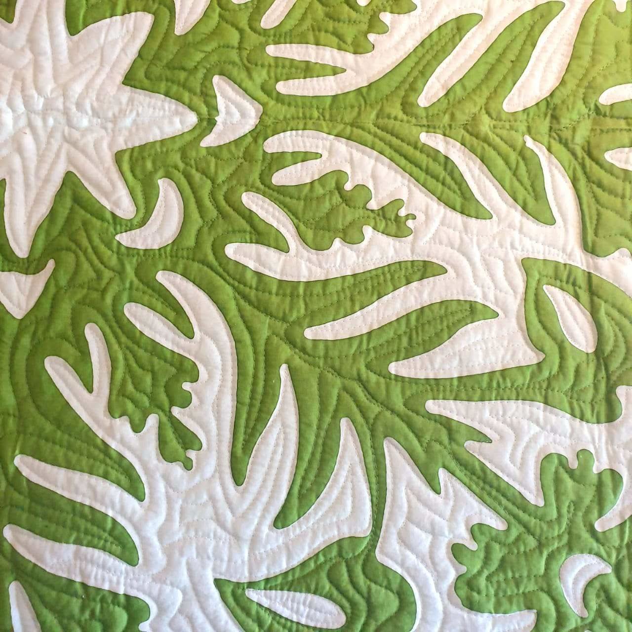 Hand Stitched Tropical Quilt Green - bohemian-beach-house
