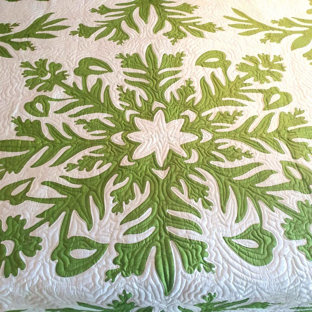 Hand Stitched Tropical Quilt Green - bohemian-beach-house