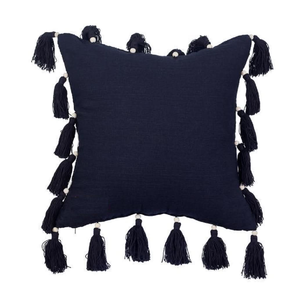 Tribal Tassel Pillow Aisha Black & White - bohemian-beach-house