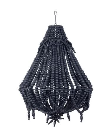Wood Beaded Chandelier Black - bohemian-beach-house