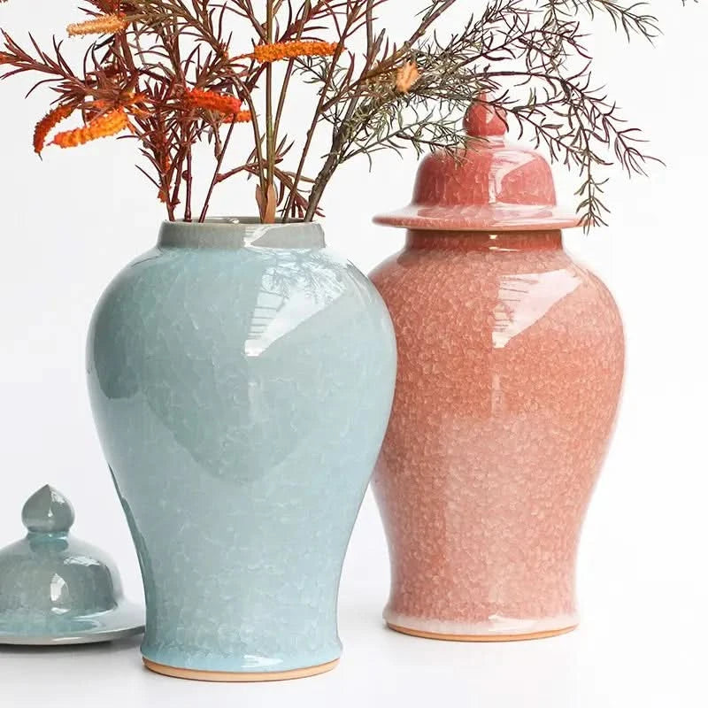 Lacquer Ginger Jar Porcelain in Pale Blue