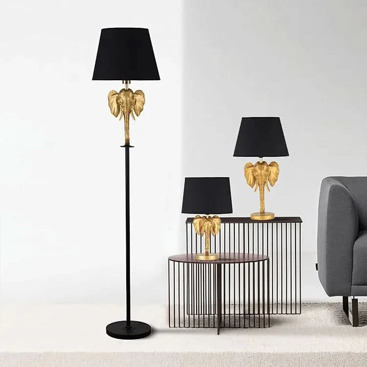 Elephant Table Lamp in Gold / Black Medium