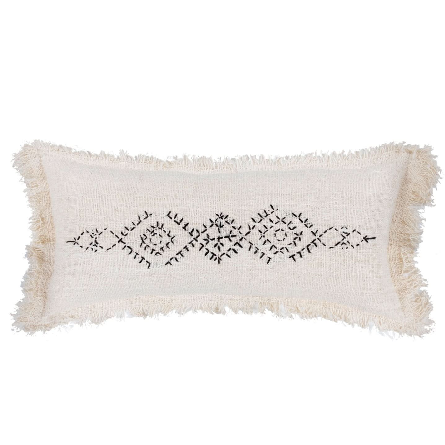 Lumbar ivory Berber Pillow - bohemian-beach-house