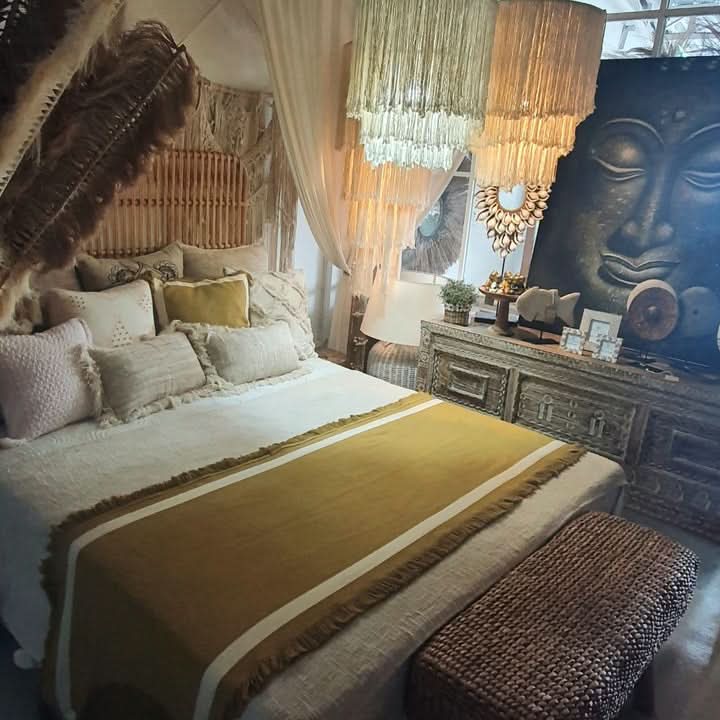 Mustard Color Bed Runner with Fringes
